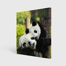 Холст квадратный Влюблённые панды, цвет: 3D-принт