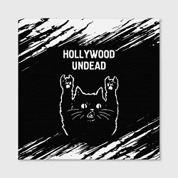 Холст квадратный Группа Hollywood Undead и рок кот, цвет: 3D-принт — фото 2
