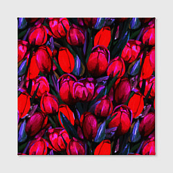 Холст квадратный Тюльпаны - поле красных цветов, цвет: 3D-принт — фото 2