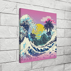Холст квадратный Штормовые океанские волны и пальмы, цвет: 3D-принт — фото 2