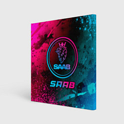 Холст квадратный Saab - neon gradient, цвет: 3D-принт