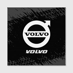 Холст квадратный Volvo speed на темном фоне со следами шин, цвет: 3D-принт — фото 2