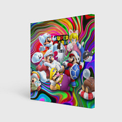 Холст квадратный Super Mario - Gaming aesthetics - Collage, цвет: 3D-принт