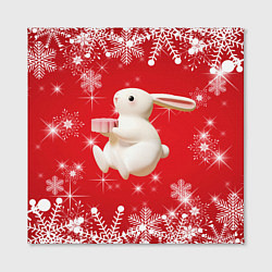Холст квадратный Новогодний объемный кролик, цвет: 3D-принт — фото 2