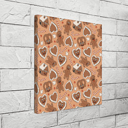 Холст квадратный Новогодний паттерн с печеньем, цвет: 3D-принт — фото 2