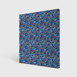 Холст квадратный Паттерн из цветочных узоров, цвет: 3D-принт