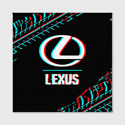 Холст квадратный Значок Lexus в стиле glitch на темном фоне, цвет: 3D-принт — фото 2