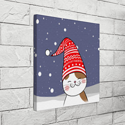 Холст квадратный Кот в шапочке, цвет: 3D-принт — фото 2
