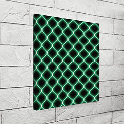 Холст квадратный Зелёная неоновая сетка, цвет: 3D-принт — фото 2