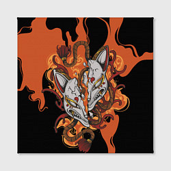Холст квадратный Огненная маска кицунэ, цвет: 3D-принт — фото 2
