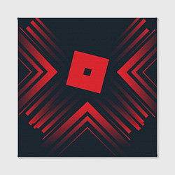 Холст квадратный Красный символ Roblox на темном фоне со стрелками, цвет: 3D-принт — фото 2