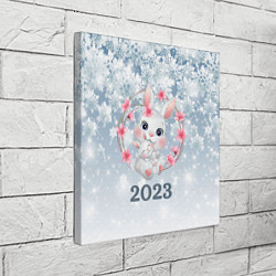 Холст квадратный Зайка в венке 2023, цвет: 3D-принт — фото 2