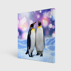 Холст квадратный Пингвины на снегу, цвет: 3D-принт