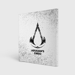 Холст квадратный Assassins Creed с потертостями на светлом фоне, цвет: 3D-принт