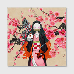 Холст квадратный Незуко Камадо под сакурой, цвет: 3D-принт — фото 2