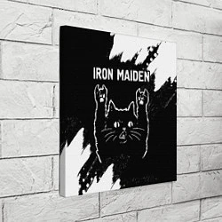 Холст квадратный Группа Iron Maiden и рок кот, цвет: 3D-принт — фото 2