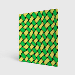 Холст квадратный Жёлто-зелёная плетёнка - оптическая иллюзия, цвет: 3D-принт