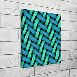 Холст квадратный Сине-зелёная плетёнка - оптическая иллюзия, цвет: 3D-принт — фото 2