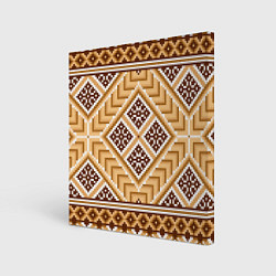 Холст квадратный Индейский пиксельный орнамент, цвет: 3D-принт