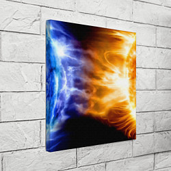 Холст квадратный Борьба двух стихий - лёд и пламя, цвет: 3D-принт — фото 2