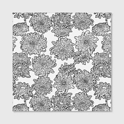 Холст квадратный Цветы хризантемы: линейный рисунок, цвет: 3D-принт — фото 2