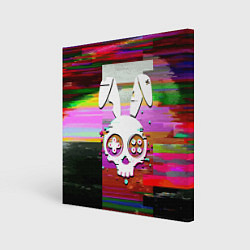 Холст квадратный Череп кролика - glitch, цвет: 3D-принт