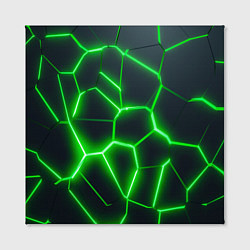 Холст квадратный Зелёные неоновые плиты, цвет: 3D-принт — фото 2