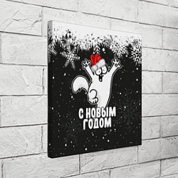 Холст квадратный С Новым годом - кот Саймона и снежинки, цвет: 3D-принт — фото 2