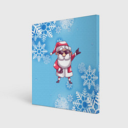 Холст квадратный Крутой Дед Мороз - снежинки, цвет: 3D-принт