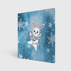 Холст квадратный Зайка с гирляндой, цвет: 3D-принт