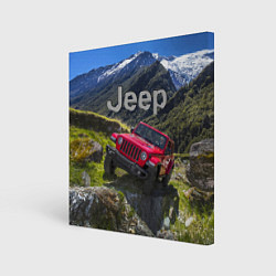 Холст квадратный Chrysler Jeep Wrangler Rubicon - горы, цвет: 3D-принт