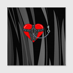 Холст квадратный Сердце и ключ bdsm, цвет: 3D-принт — фото 2