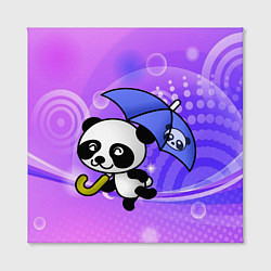 Холст квадратный Панда с зонтиком бежит в гости, цвет: 3D-принт — фото 2