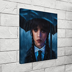 Холст квадратный Уэнсдэй под зонтом, цвет: 3D-принт — фото 2