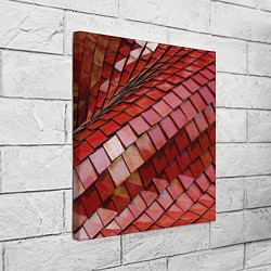 Холст квадратный Красный паттерн из металлических блоков, цвет: 3D-принт — фото 2