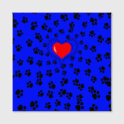Холст квадратный Сердце и следы пушистых, цвет: 3D-принт — фото 2