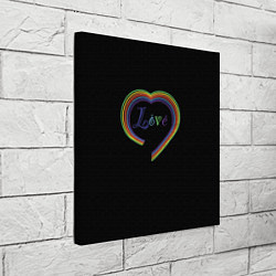 Холст квадратный Разноцветное сердце, цвет: 3D-принт — фото 2