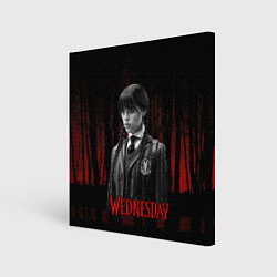 Холст квадратный Wednesday темный фон, цвет: 3D-принт