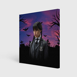 Холст квадратный Wednesday Addams, цвет: 3D-принт