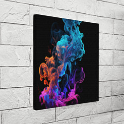 Холст квадратный Неоновый цветной дым на черном фоне, цвет: 3D-принт — фото 2