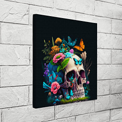 Холст квадратный Цветочный череп, цвет: 3D-принт — фото 2