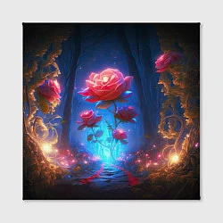 Холст квадратный Алая роза в ночном лесу, цвет: 3D-принт — фото 2