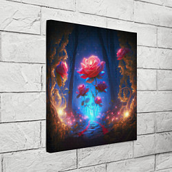 Холст квадратный Алая роза в ночном лесу, цвет: 3D-принт — фото 2