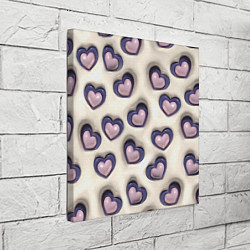 Холст квадратный Сердечки объемные вдавленные - паттерн, цвет: 3D-принт — фото 2