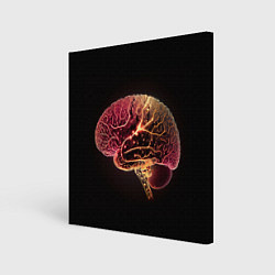 Холст квадратный Нейронный неоновый мозг, цвет: 3D-принт