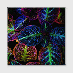 Холст квадратный Неоновые листья растений, цвет: 3D-принт — фото 2
