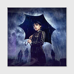 Холст квадратный Уэнсдей Аддамс с зонтом, цвет: 3D-принт — фото 2
