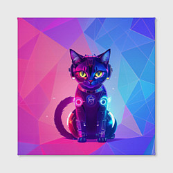 Холст квадратный Кибер кошка, цвет: 3D-принт — фото 2