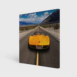 Холст квадратный Ретро маслкар Chevrolet Corvette Stingray, цвет: 3D-принт