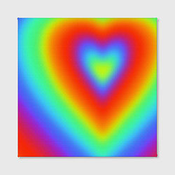 Холст квадратный Сердце - радужный градиент, цвет: 3D-принт — фото 2